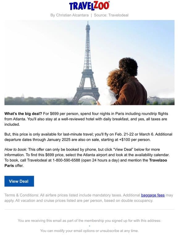$699—From Atlanta: Paris last-minute trip w/flights