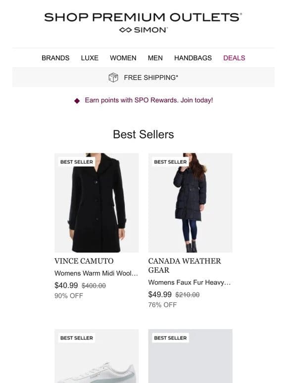 90% Off Vince Camuto Womens Warm Midi Wool Coat