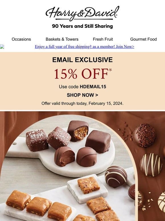 A sweet deal: 15% off ends today!