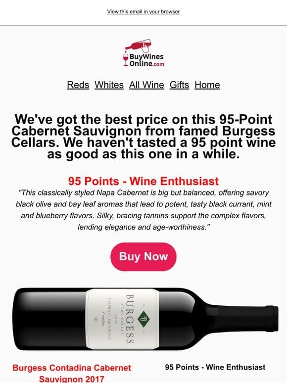 ALMOST GONE: 95-Point Cabernet Sauvignon For the Best Price in the Country at 36% Off!