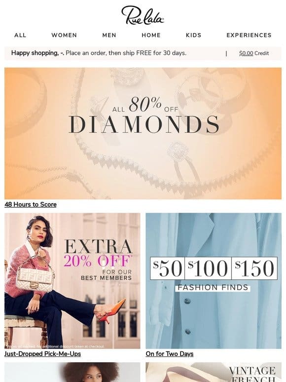 All 80% Off Diamonds for 48 HRS ← W W!