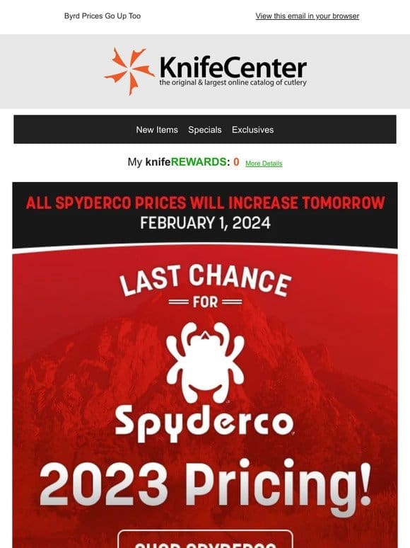All Spyderco Prices Will Increase Tomorrow!
