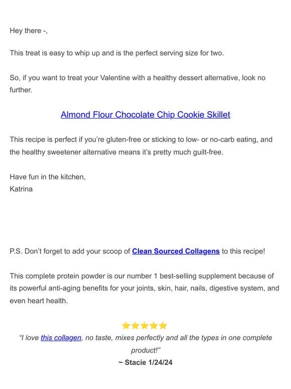 Almond Flour Chocolate Chip Cookie Skillet
