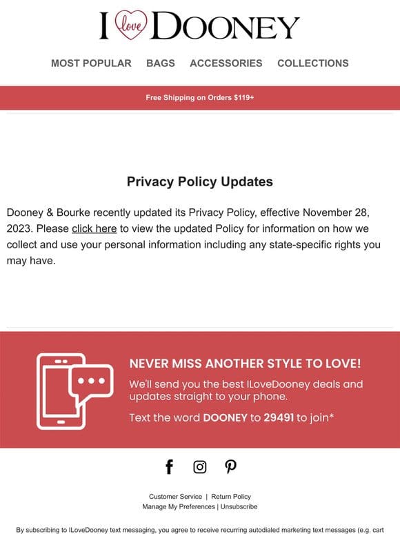 An Update To Our Privacy Policy…