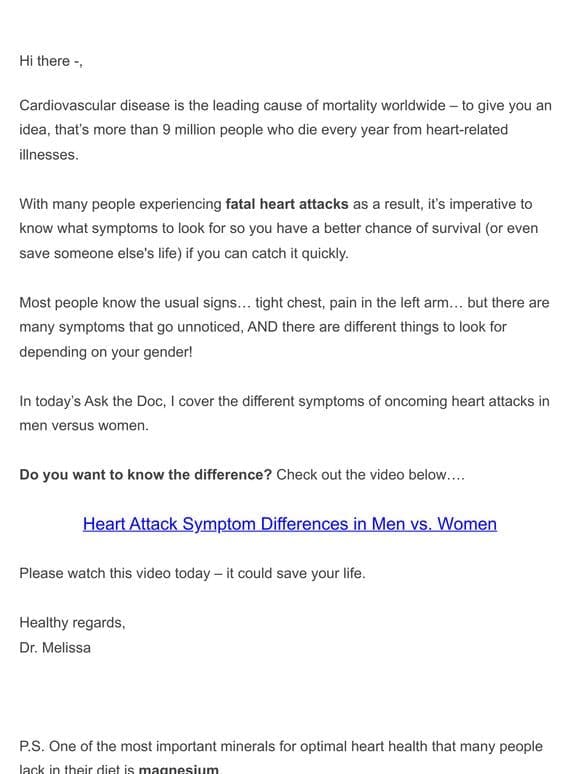 Ask the Doc: Heart Attack → Men vs. Women