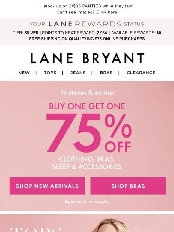 BOGO 75% OFF tops & jeans， an outfit-making deal