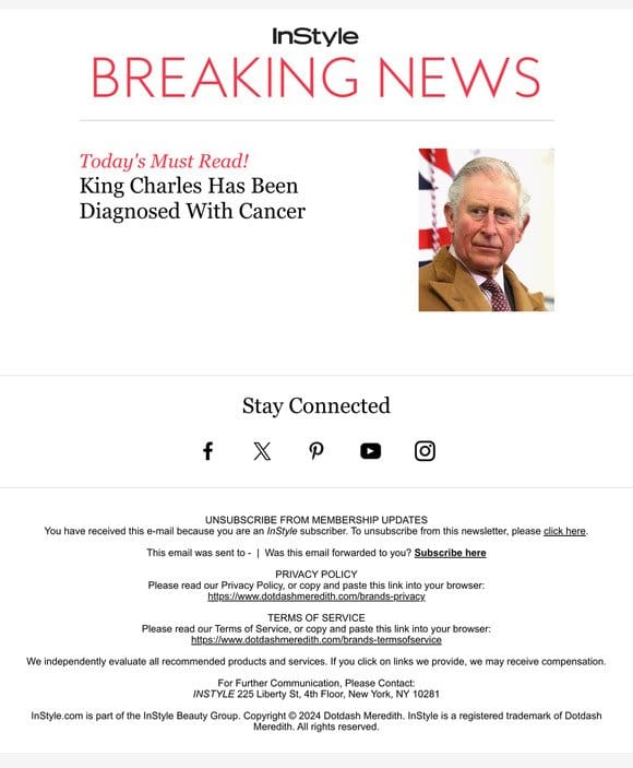 BREAKING: King Charles has been diagnosed with cancer