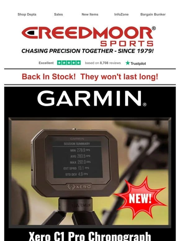 Back In Stock – Garmin Xero C1 Pro Chronograph!