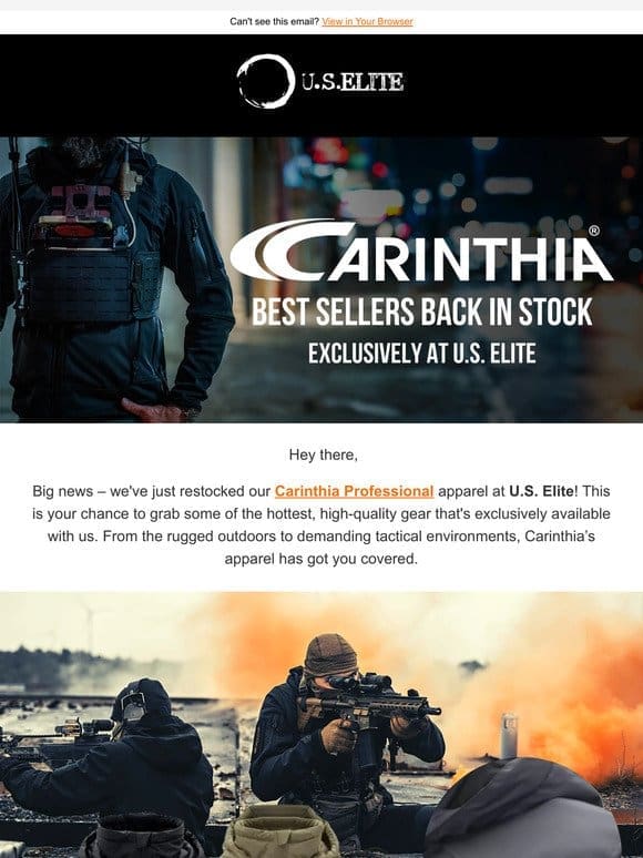 Back in Stock: Exclusive Carinthia Professional Gear at U.S. Elite!