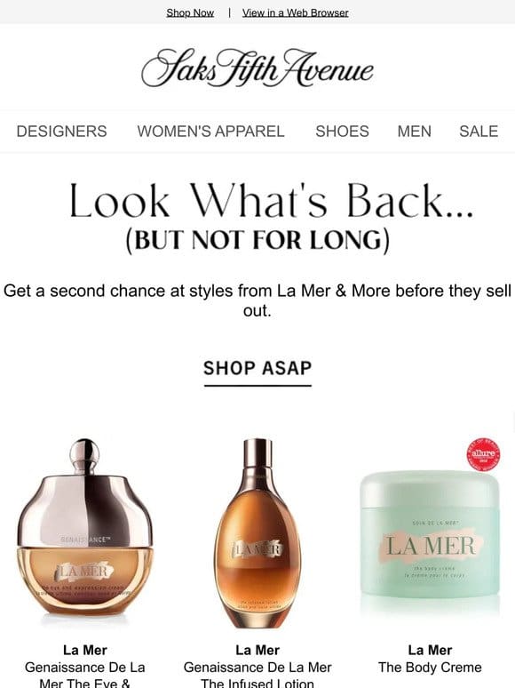 Back in stock: styles you’ll love from La Mer & More