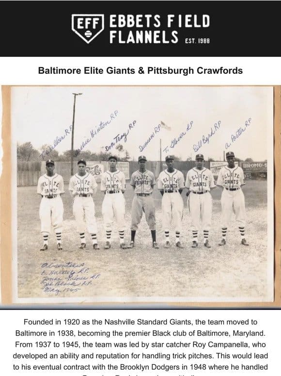 Baltimore Elite Giants + the Craws