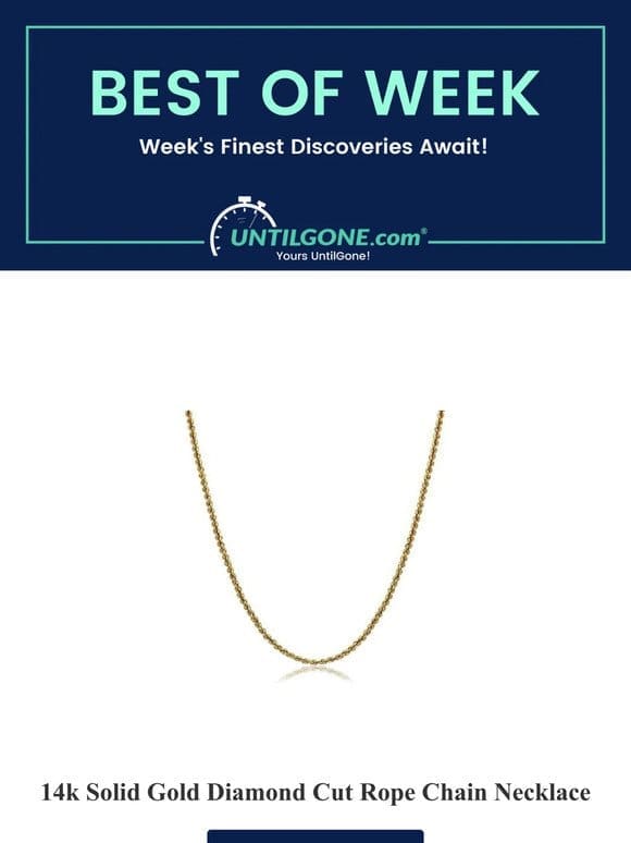 Best of the Week – 82% OFF 14k Solid Gold Diamond Cut Rope Chain Necklace