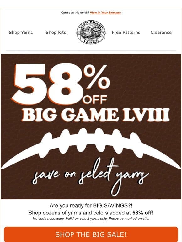 Big Game Clearance Event: 58% Off