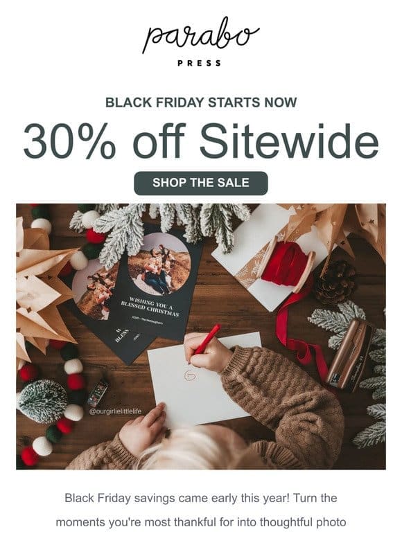 Black Friday savings start NOW: Save 30% on photo gifts