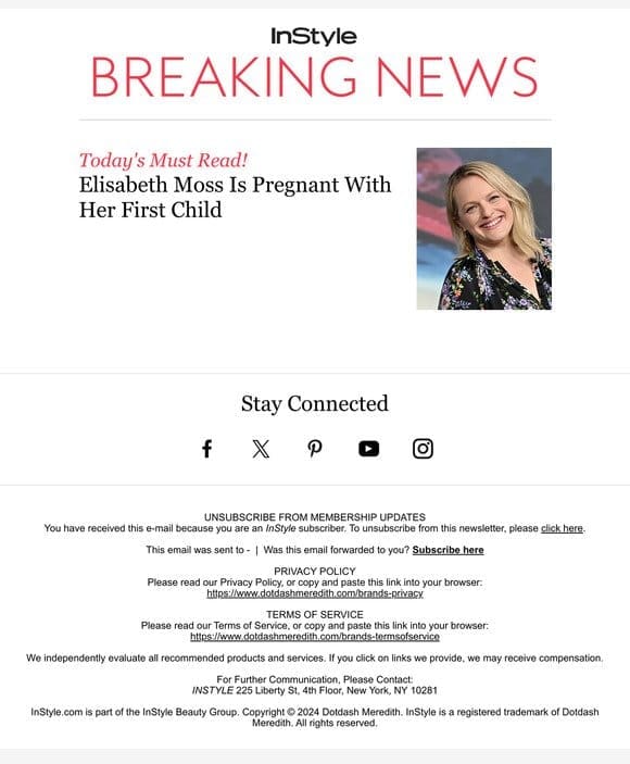 Breaking: Elisabeth Moss is pregnant with her first child
