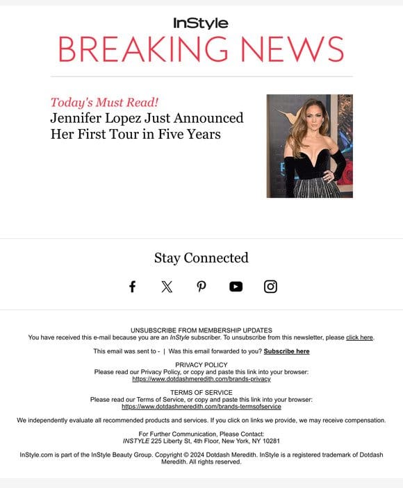 Breaking: Jennifer Lopez announced she’s going on tour for the first time in years