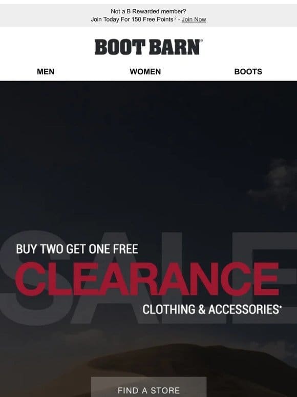 Buy 2 Get 1 Free Clearance Event