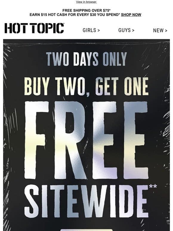 Buy 2， Get 1 FREE has begun ✌️ Two days ONLY!