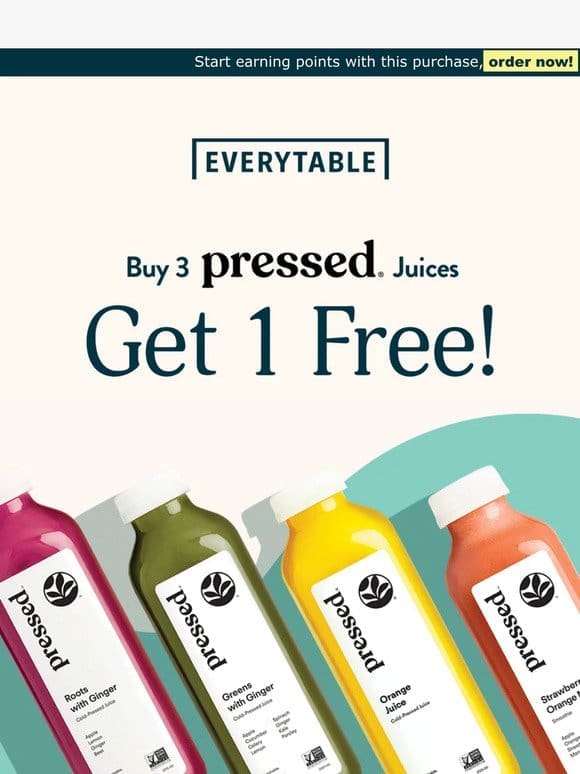 Buy 3 Pressed Juices， Get 1 Free