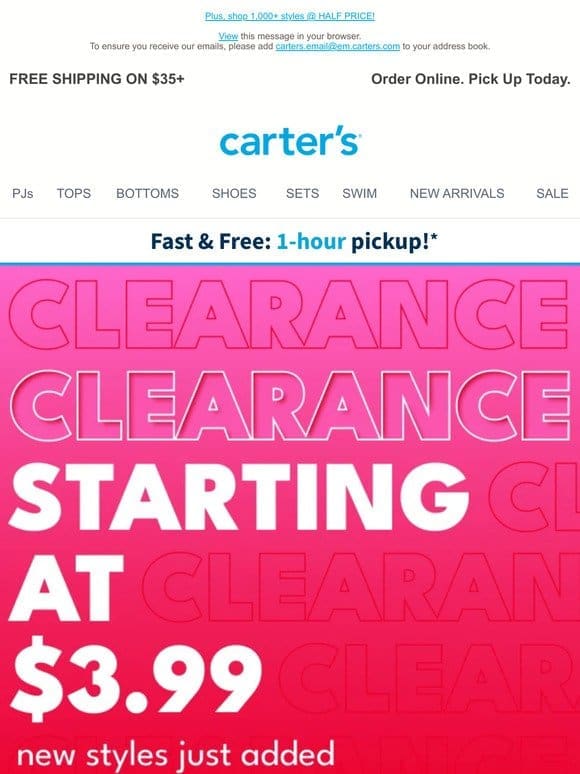 CLEARANCE Starting at $3.99!