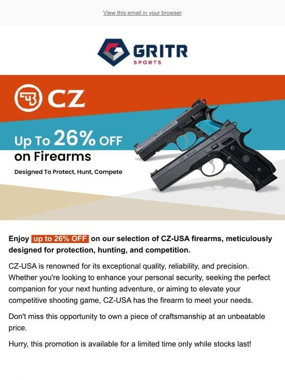 CZ-USA: Up To 26% OFF on Firearms