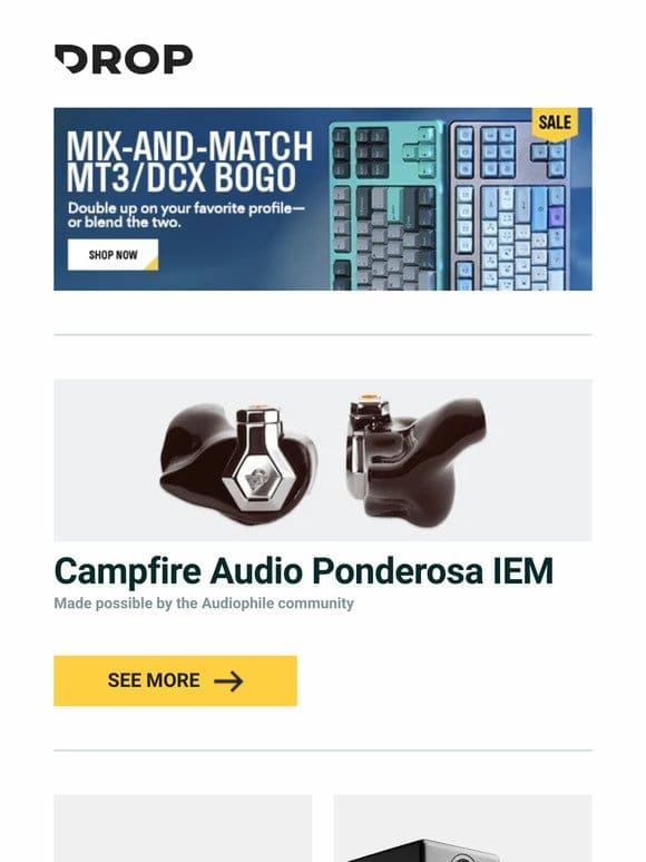 Campfire Audio Ponderosa IEM， Piifox 500 Watt Nuclear Power PBT Keycap Set， Audioengine A2+ Bluetooth Speakers With DAC and more…