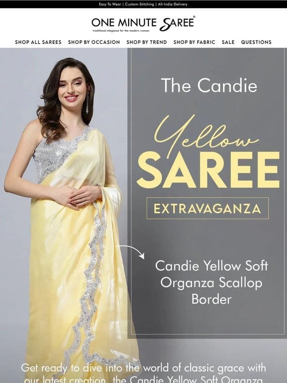 Candie Yellow Saree for Effortless Charm