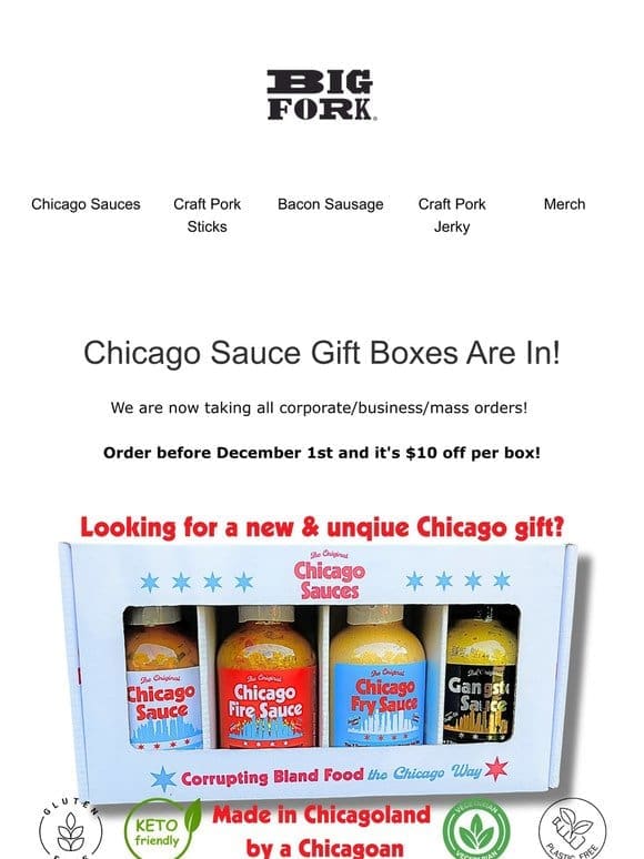 Chicago Sauce Gift Boxes Have Arrived!!