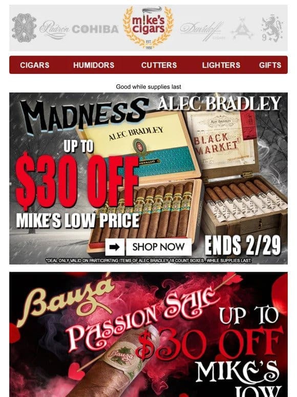 Cigar Lovers Blowout Sale On Macanudo， Cohiba， CAO & More! ❤️