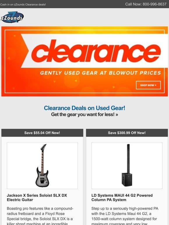 Clearance: Save on Jackson， Warwick， PRS， and More!