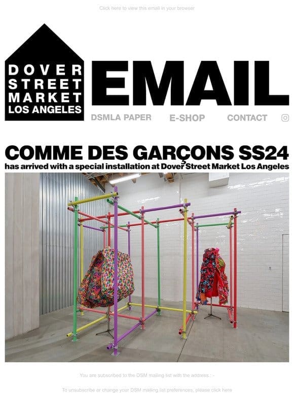 Comme des Garçons SS24 has arrived with a special installation at Dover Street Market Los Angeles