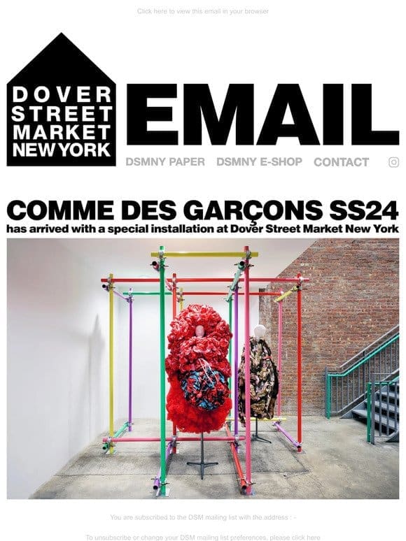 Comme des Garçons SS24 has arrived with a special installation at Dover Street Market New York