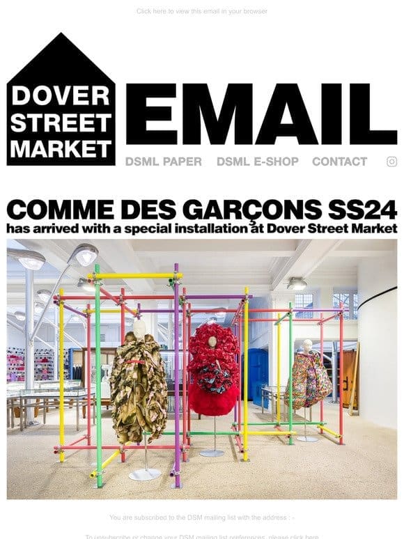 Comme des Garçons SS24 has arrived with a special installation at Dover Street Market