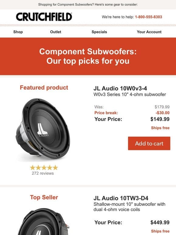 Component Subwoofers: Our top picks
