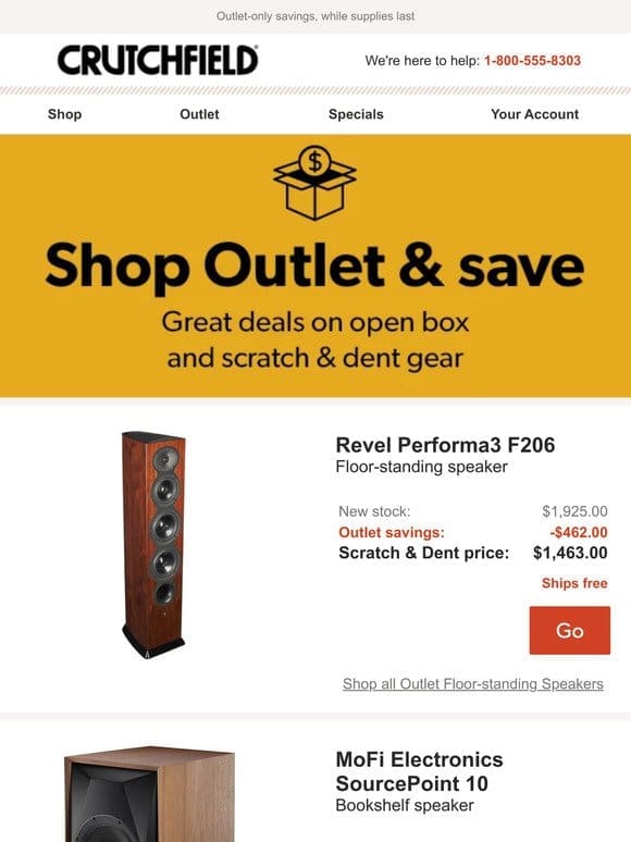 Crutchfield Outlet Savings up to $792