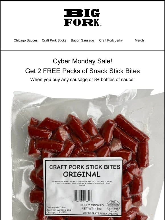 Cyber Monday Sale: Free Snack Sticks!!