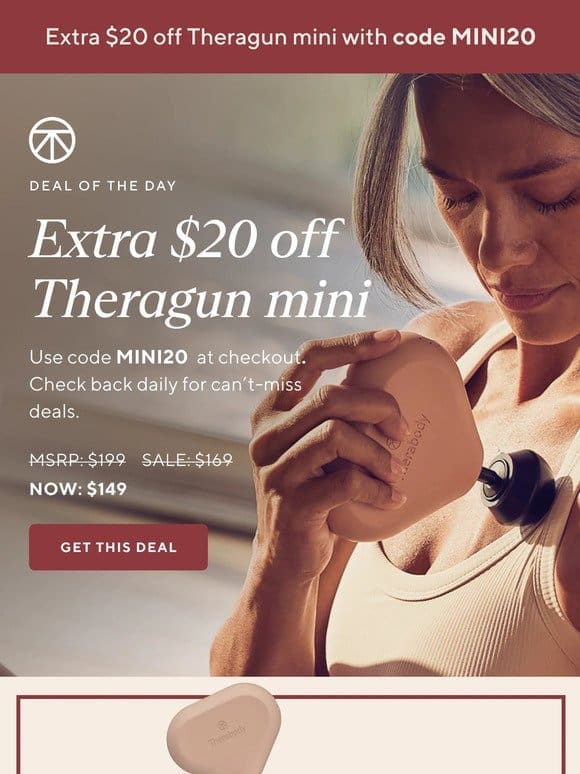 DEAL OF THE DAY starts today: Extra $20 off Theragun mini