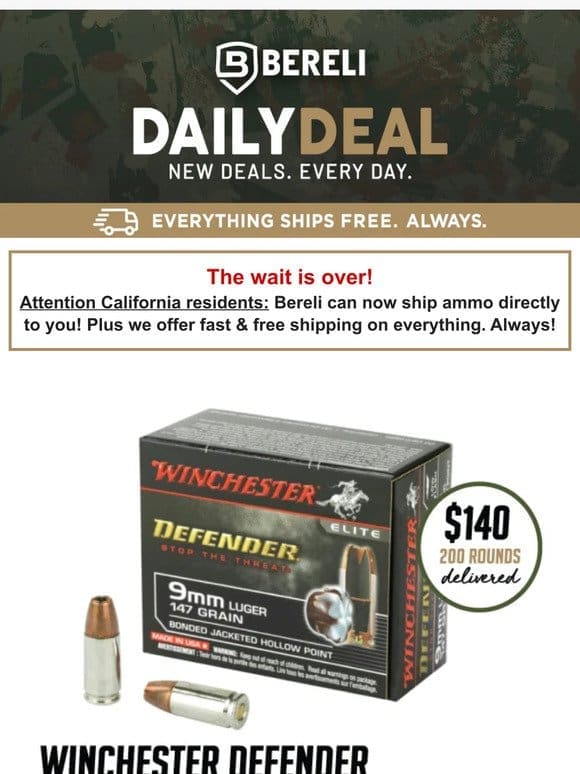 Daily Deal   Look What’s Hot! Winchester Defender 9mm
