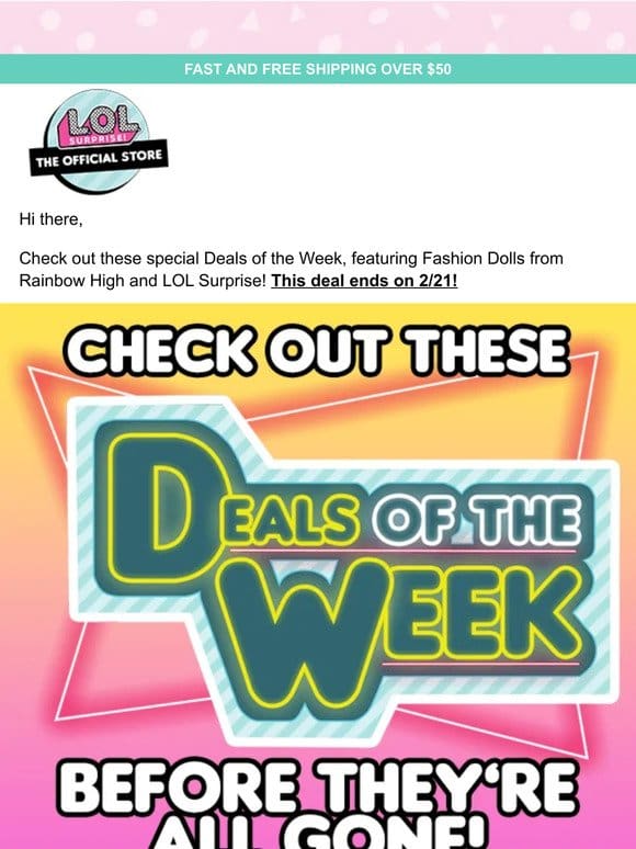 Deals of the Week: Rainbow High & LOL Fashion Dolls!
