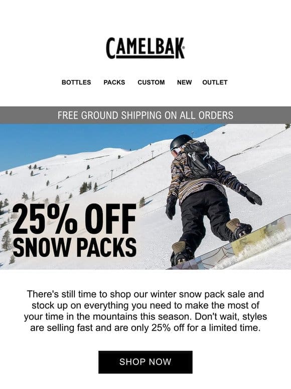 Dont Miss 25% Off Snow Packs