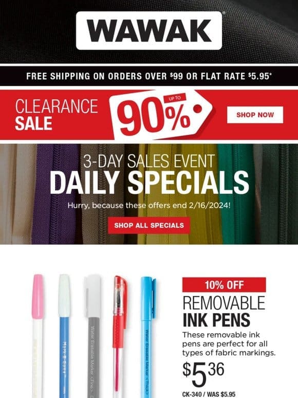 Don’t Miss This! 3-Day SALES EVENT! 10% Off Removable Ink Pens & More!