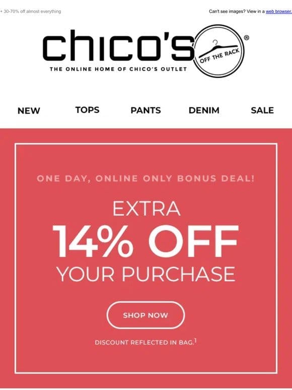 Don’t miss EXTRA 14% off