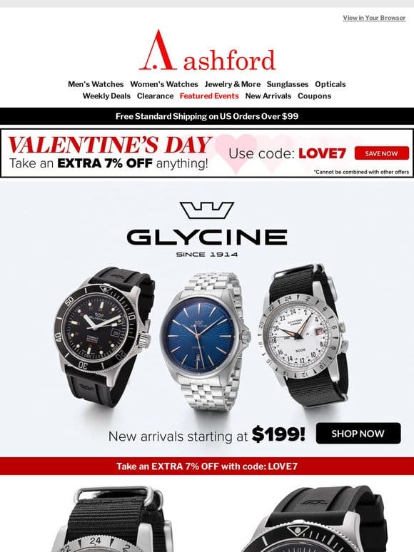Dramatic Deals on GLYCINE and DOLCE & GABBANA!
