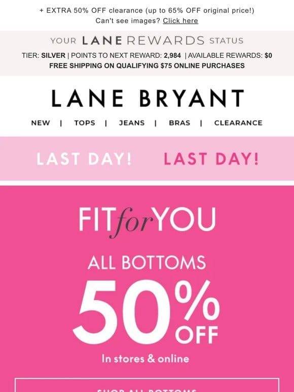 ENDS TODAY! ALL BOTTOMS 50% OFF