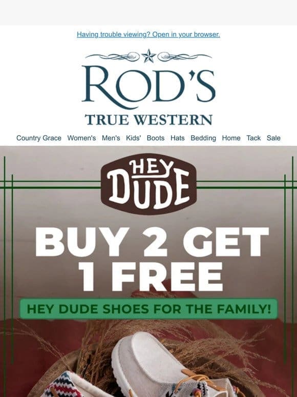 ENDS TODAY: Buy 2 Pairs of Hey Dude Shoes & Get 1 FREE!