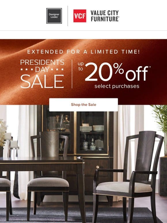 EXTENDED: Get up to 20% off in the Presidents Day Sale!