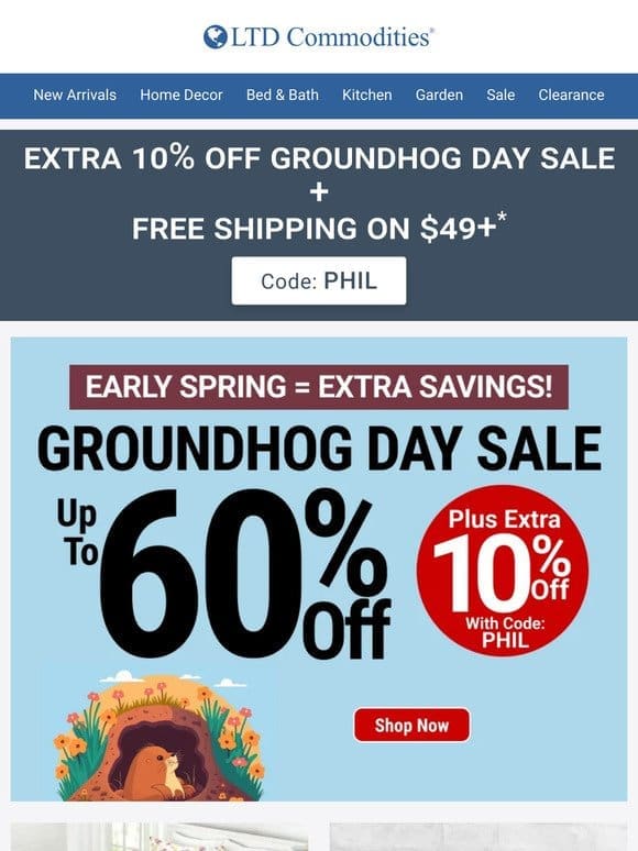 EXTRA 10% Off Groundhog Day Sale! Save Big Today!