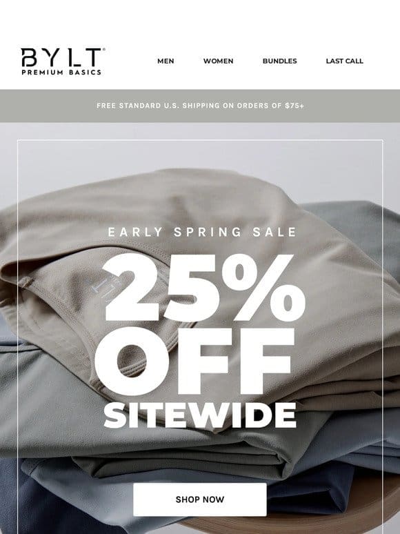 Early Spring Sale   25% OFF Sitewide