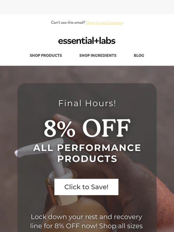Ending TONIGHT! 8% Off ALL Performance Products
