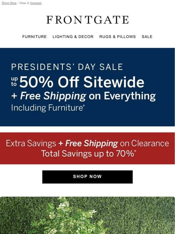 Ends Soon! Up to 50% off sitewide + FREE shipping on everything， including furniture.